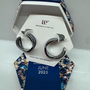 Hematite and Alexandrite Hoop Earrings